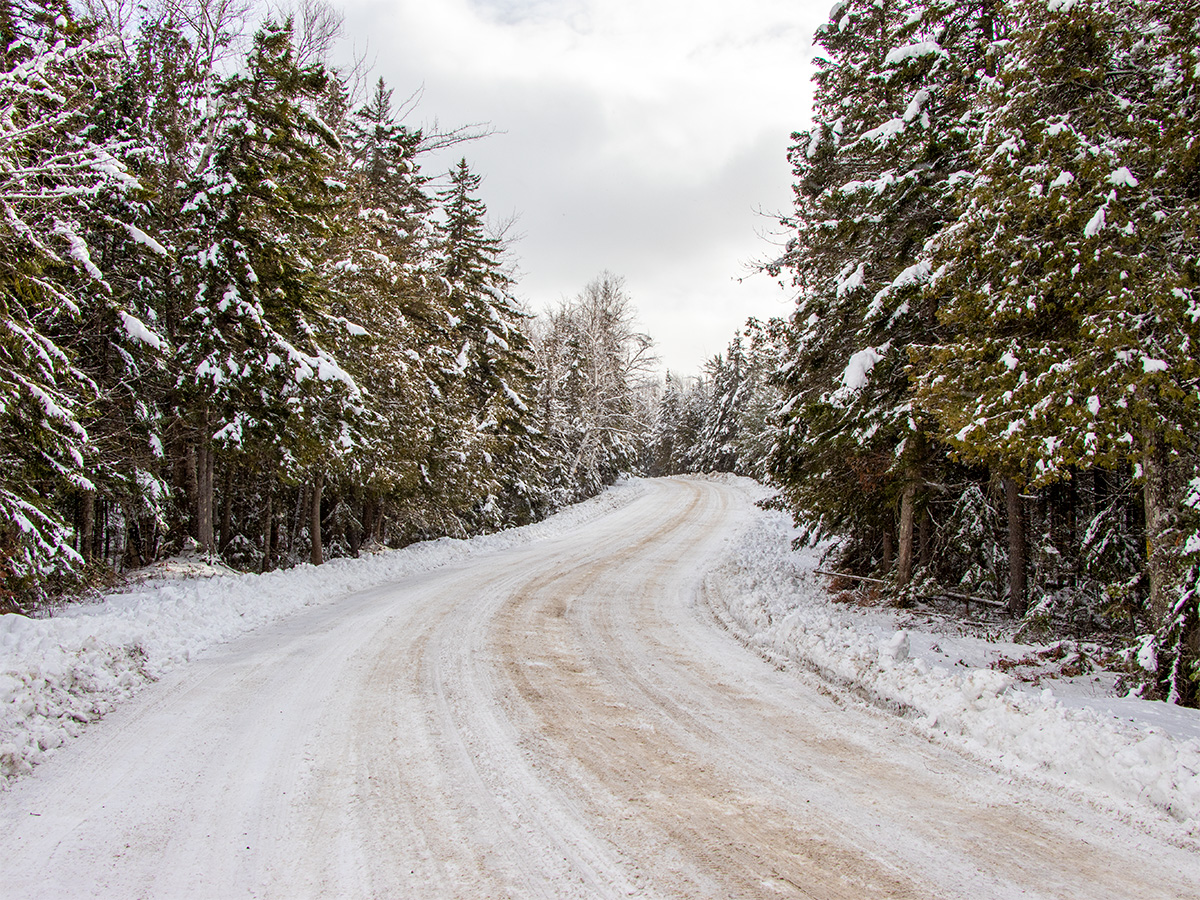 Snow Covered Sugarloaf Outdoor Center Drive During the Winter