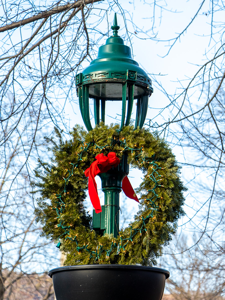 Christmas Wreath on Light Pole